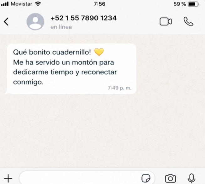Mensaje de una clienta: el cuadernillo le sirvió para dedicarse tiempo